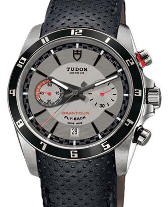 Tudor Grantour Chronograph Fly-Back 20550N Silver Index Stainless Steel &amp; Leather 42mm BRAND NEW
