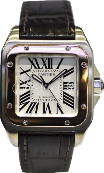 CARTIER W20107X7 SANTOS 100 PINK GOLD AND STEEL BRAND NEW