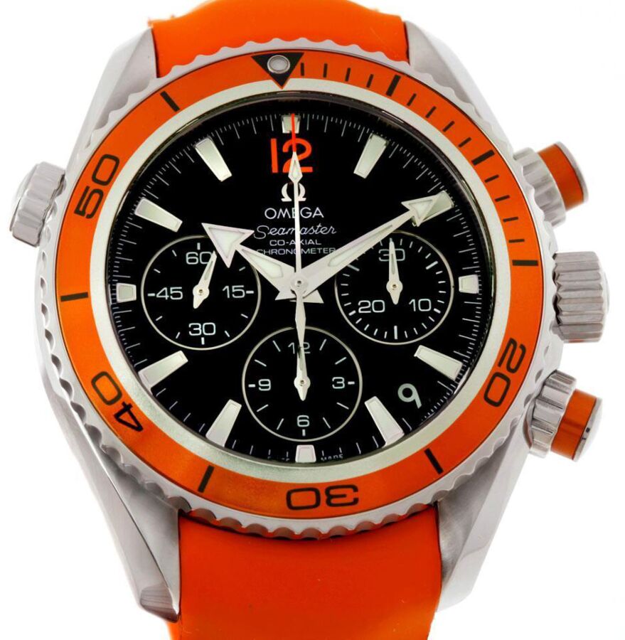 Omega 222.32.38.50.01.003 Planet Ocean 600M Co-Axial Chronograph 37.5mm Orange Black Stainless Steel Rubber BRAND NEW