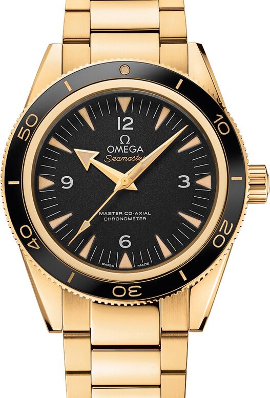 Omega Seamaster 300 Master Co-Axial Chronometer 41mm Yellow Gold Black Dial Bracelet 233.60.41.21.01.002 