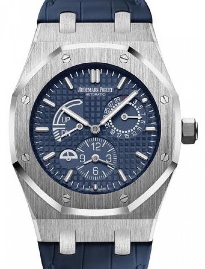 Audemars Piguet Royal Oak Dual Time 26124ST.OO.D018CR.01 Blue Index Stainless Steel Leather 39mm Automatic 