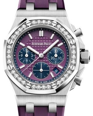 Audemars Piguet Royal Oak Offshore Selfwinding Chronograph Stainless Steel 37mm Purple Dial Diamond Bezel Rubber Strap 26231ST.ZZ.D075CA.01 - BRAND NEW