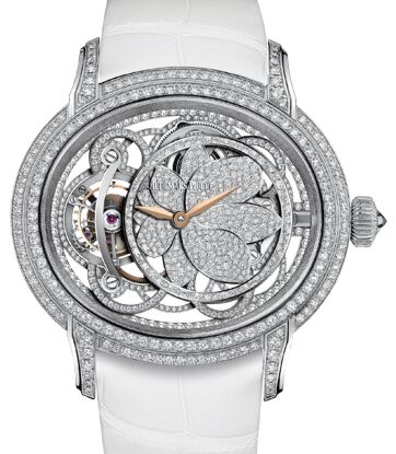 Audemars Piguet 26354BC.ZZ.D204CR.01 Millenary Tourbillon 45mm Diamond Paved Rose Gold Hands White Gold Leather BRAND NEW