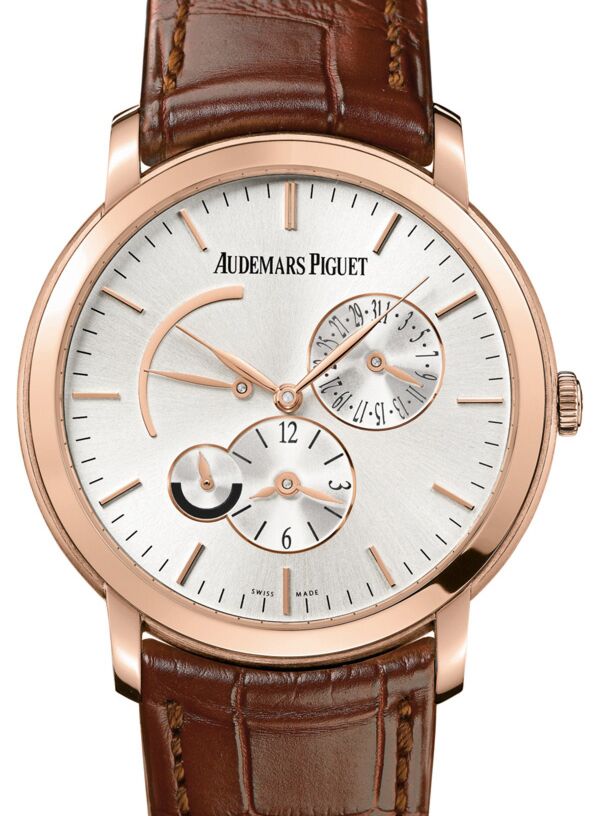 Audemars Piguet 26380OR.OO.D088CR.01 Jules Audemars Dual Time 41mm Silver Index Rose Gold Leather BRAND NEW