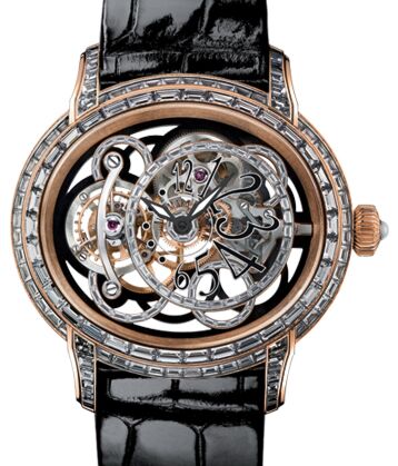 Audemars Piguet 26381OR.ZZ.D102CR.01 Millenary Onyx Baguette-Set 45mm Black Baguette Diamond Set Arabic Rose Gold Leather BRAND NEW