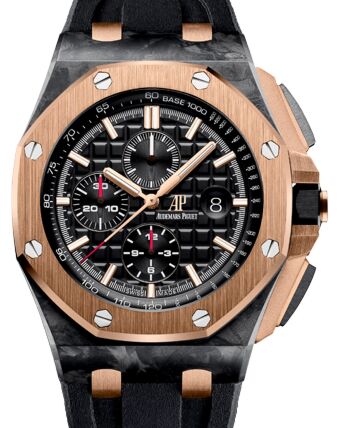 Audemars Piguet 26406FR.OO.A002CA.01 Royal Oak Offshore Chronograph ?Qe Ii Cup 2016? 44mm Black Tapisserie Index Forged Carbon Rose Gold Rubber - BRAND NEW