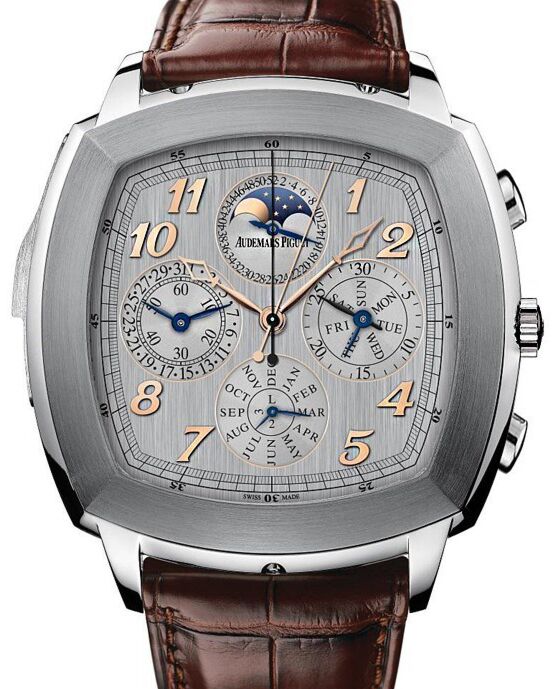 Audemars Piguet 26567TI.OO.D092CR.01 Tradition Grande Complication 47mm Silver Arabic White Gold Bezel Titanium Leather BRAND NEW