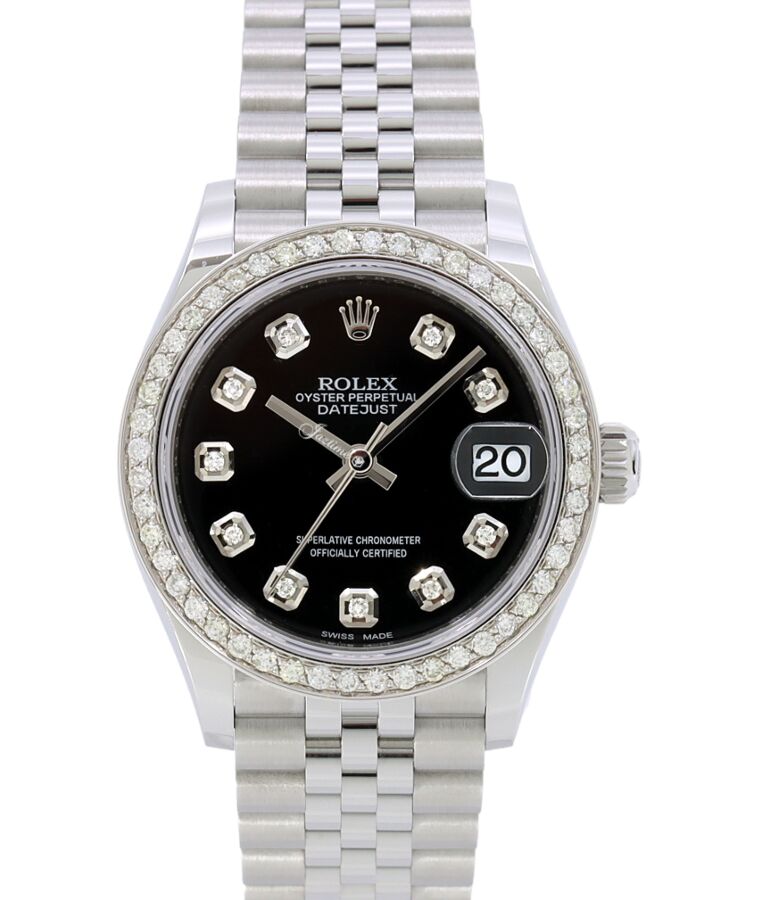 Rolex Datejust 31 Lady Midsize Stainless Steel Black Diamond Dial & Bezel Jubilee Bracelet 278240 - BRAND NEW
