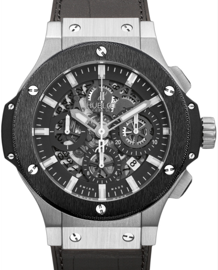 Hublot Big Bang Aero Bang 311.SM.1170.GR Skeleton Index Black Ceramic Bezel Stainless Steel Case &amp; Leather 44mm BRAND NEW