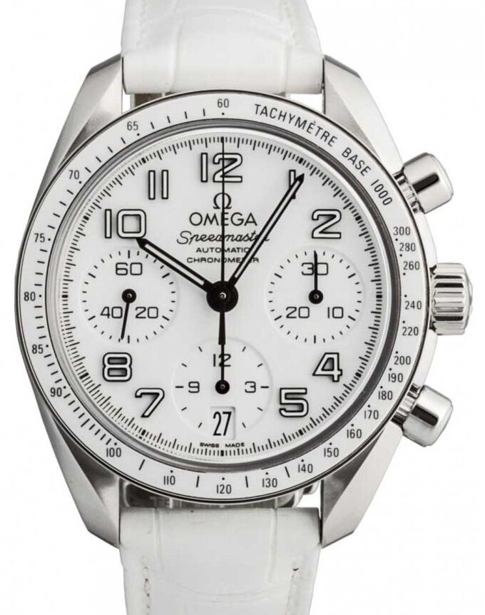 Omega Speedmaster Chronograph 38mm Stainless Steel White Dial Leather 324.33.38.40.04.001 - BRAND NEW