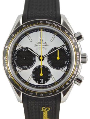 Omega 326.32.40.50.04.001 Speedmaster Racing Co-Axial Chronograph 40mm White Index Stainless Steel Rubber BRAND NEW
