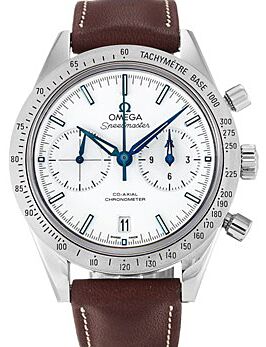 Omega Speedmaster '57 Co-Axial Chronometer Chronograph 41.5mm White Dial Titanium Leather Strap 331.92.42.51.04.001 - BRAND NEW