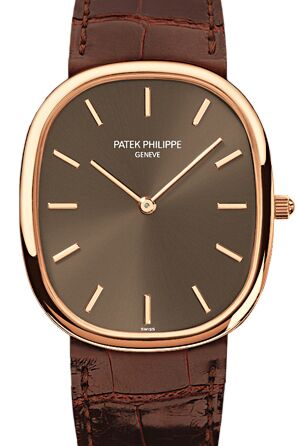 Patek Philippe 3738/100R-001 Golden Ellipse 31.1 x 35.6mm Brown Sunburst Index Rose Gold Leather Manual BRAND NEW