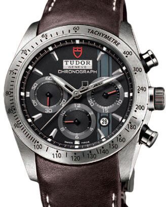 Tudor Fastrider Chronograph 42000 Black Index Stainless Steel &amp; Leather 42mm BRAND NEW