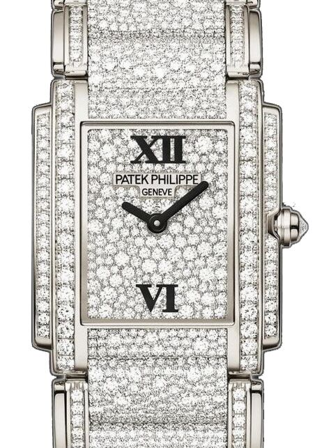 Patek Philippe Ladies Twenty~4 Ladies White Gold Pave Diamond Dial 4910/52G - BRAND NEW