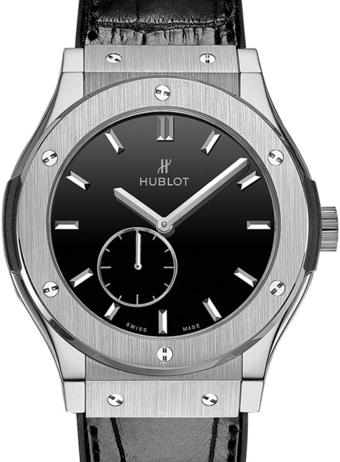 Hublot Classico Ultra-Thin 515.NX.1270.LR Black Index Titanium &amp; Leather 45mm BRAND NEW