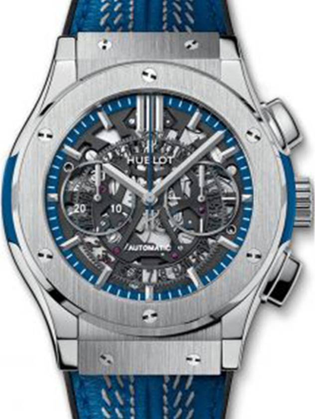 Hublot Classic Fusion Aerofusion 525.NX.0123.VR.NYG16 Skeleton Index Titanium &amp; Blue Leather 45mm BRAND NEW