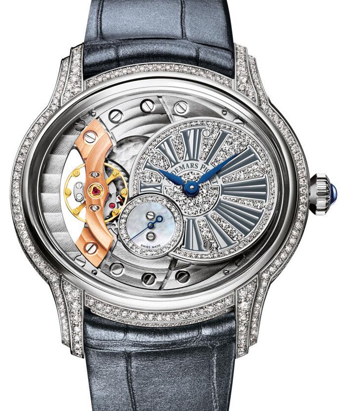 Audemars Piguet 77248BC.ZZ.A111CR.01 Millenary Hand-Wound 39.5mm Diamond Paved Roman  White Gold Leather BRAND NEW