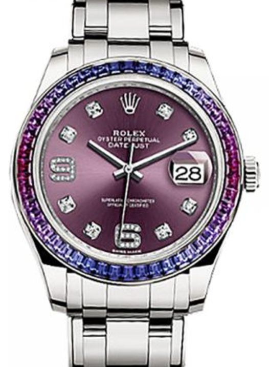 Rolex Pearlmaster 39 86349SAFUBL Red Grape Diamond Set with Sapphires White Gold BRAND NEW