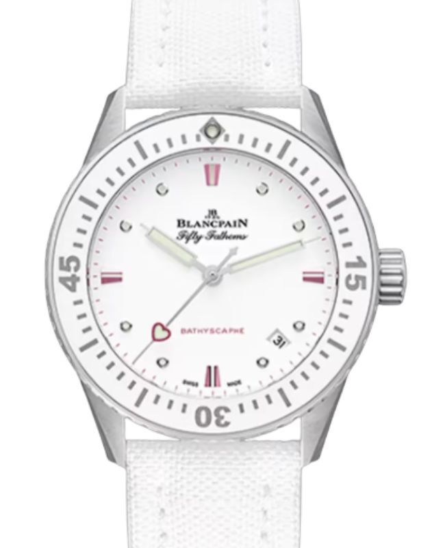 Blancpain Fifty Fathoms Bathyscaphe Saint Valentin 2023 Steel 38 mm White Dial 5100A 1127 W52A - BRAND NEW