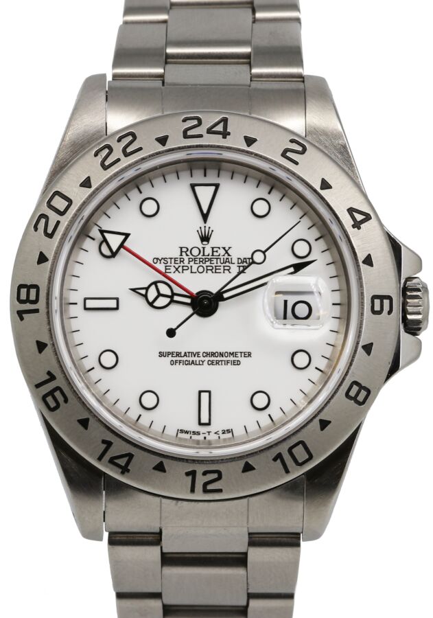 Rolex Explorer II Stainless Steel White 40mm Dial GMT Date Oyster GMT Date 16570 - PREOWNED