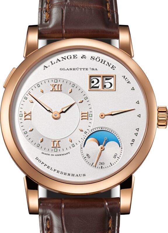 A Lange Sohne Lange 1 Moon Phase Pink Rose Gold 38.5mm Argente Silver Dial 192.032 - BRAND NEW
