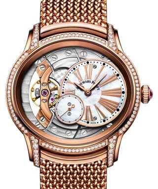 Audemars Piguet Millenary Hand-Wound Diamond Set Rose Gold White Mother of Pearl Roman Dial &  Bezel Rose Gold Bracelet 77247OR.ZZ.1272OR.01 - BRAND NEW