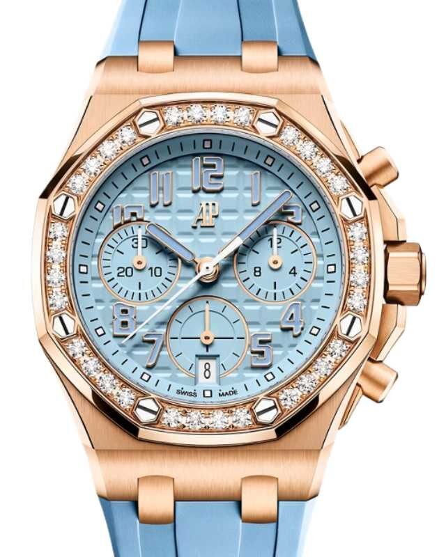 Audemars Piguet Offshore Chronograph 37mm Pink Rose Gold/Diamonds Light Blue Dial 26430OR.ZZ.A352CA.01-B - BRAND NEW