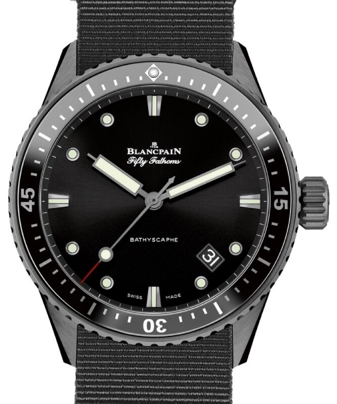 Blancpain Fifty Fathoms Automatique Titanium 45mm Blue Dial NATO Strap 5015 12B40 NAOA - BRAND NEW