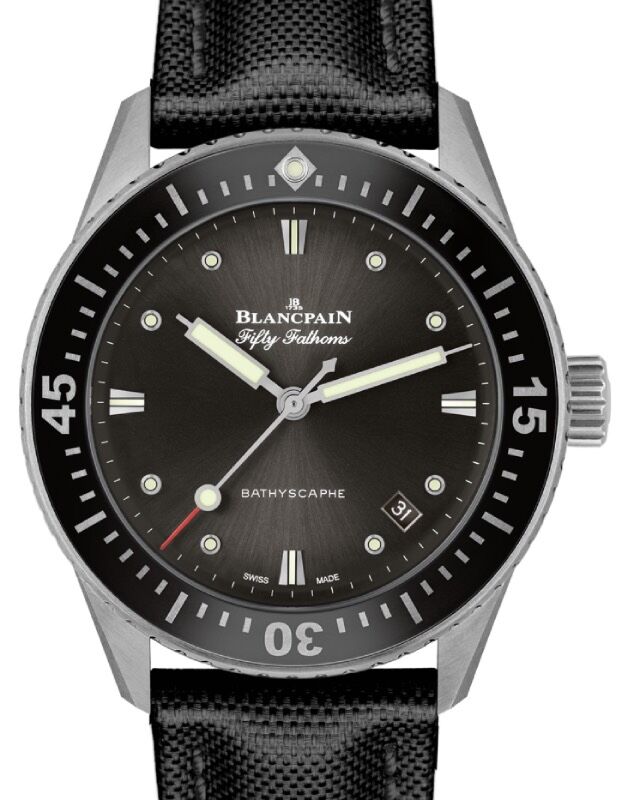 Blancpain Fifty Fathoms Bathyscaphe Stainless Steel 38mm Black Dial Canvas Strap 5100B 1110 B52A - BRAND NEW