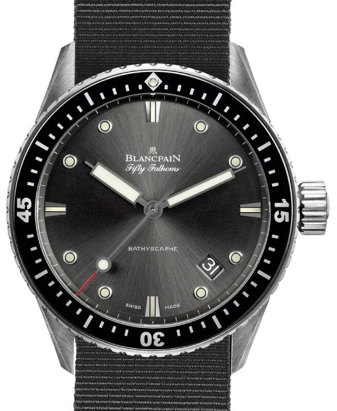 Blancpain Fifty Fathoms Bathyscaphe Steel 43mm Black Dial NATO Strap 5000 1110 NABA - BRAND NEW