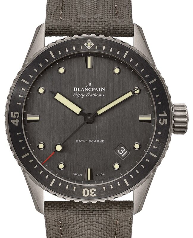 Blancpain Fifty Fathoms Bathyscaphe Titanium 43mm Canvas Strap 5000 1210 G52A