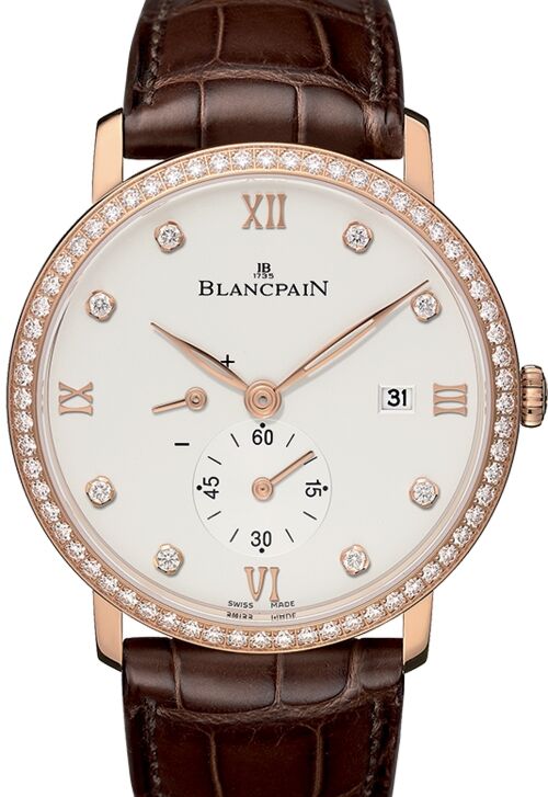Blancpain Villeret Ultraplate Red Gold Opaline Diamond Dial & Bezel Alligator Leather Strap 6606 2987 55B - BRAND NEW