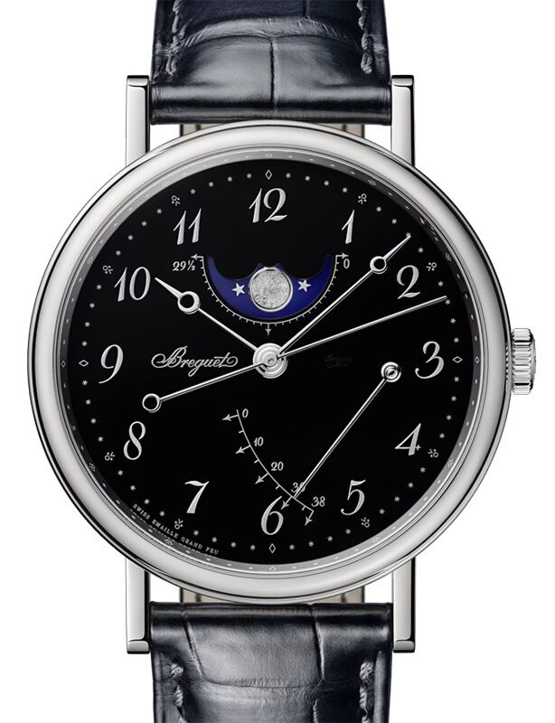 Breguet Classique Phase de Lune 7787 Platinum 39mm/Leather Black Dial 7787PT/2N/9VU