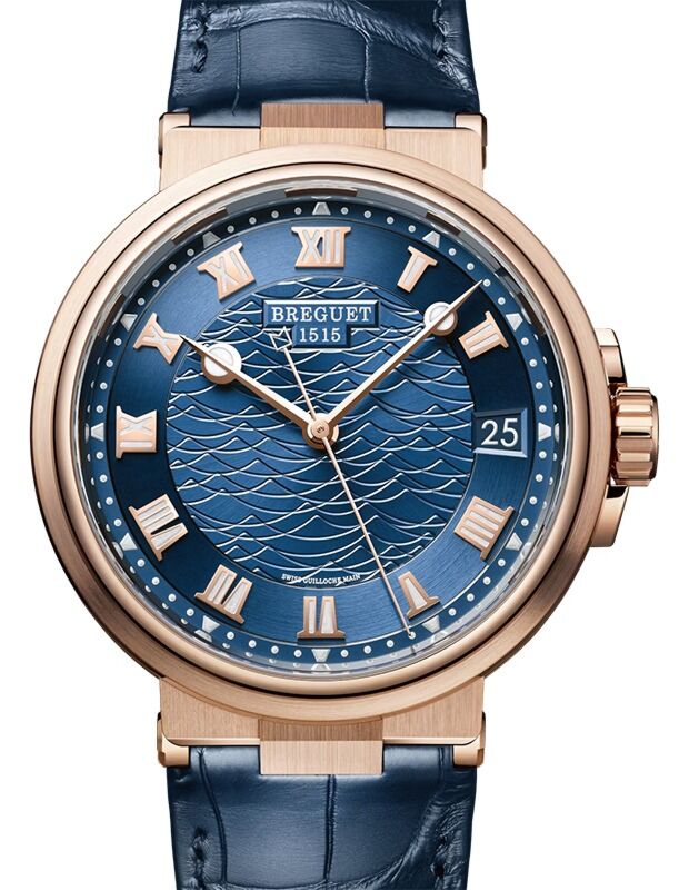 Breguet Marine 5517 Rose Gold 40mm/Leather Galvanic Blue Dial 5517BR/Y2/9ZU