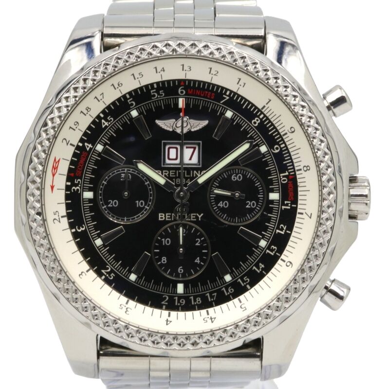 Breitling Bentley 6.75 A44362 Men's 48mm Black Index Chronograph Stainless Steel - PRE-OWNED