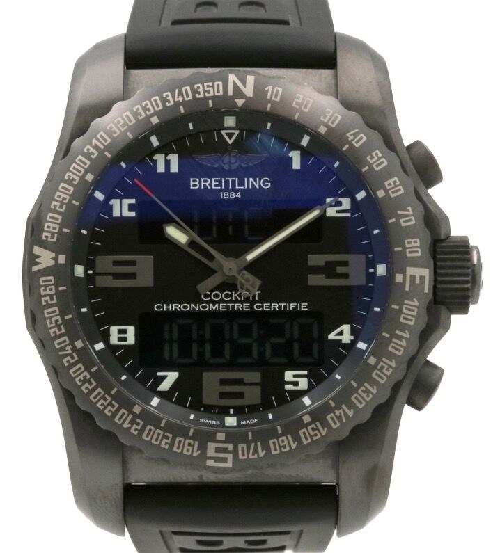 Breitling Cockpit B50 Night Mission Professional PVD/DLC Titanium Black Arabic Dial & Rubber Strap VB5010 - PRE-OWNED