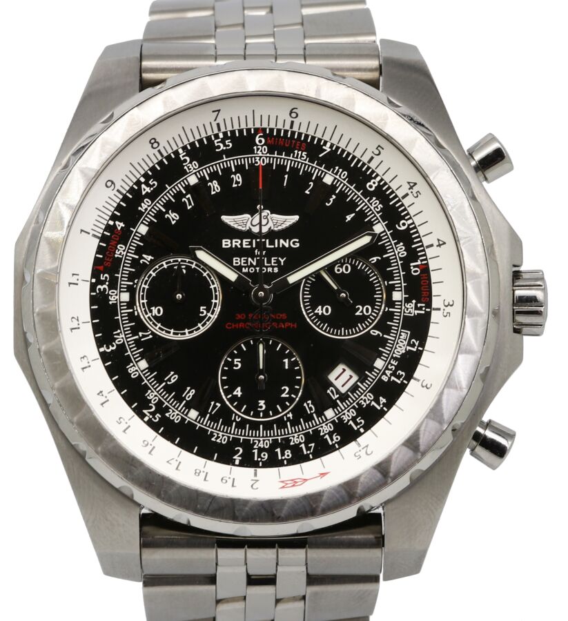 Breitling Bentley Motors T Stainless Steel Black 48mm Dial Engine Turned Bezel Speed Bracelet A25363 - PRE-OWNED