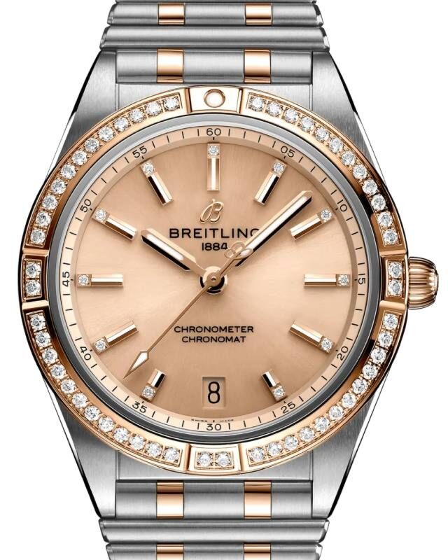 Breitling Chronomat Automatic 36 Stainless Steel/Red Diamond Bezel Gold Copper Dial U10380591K1U1