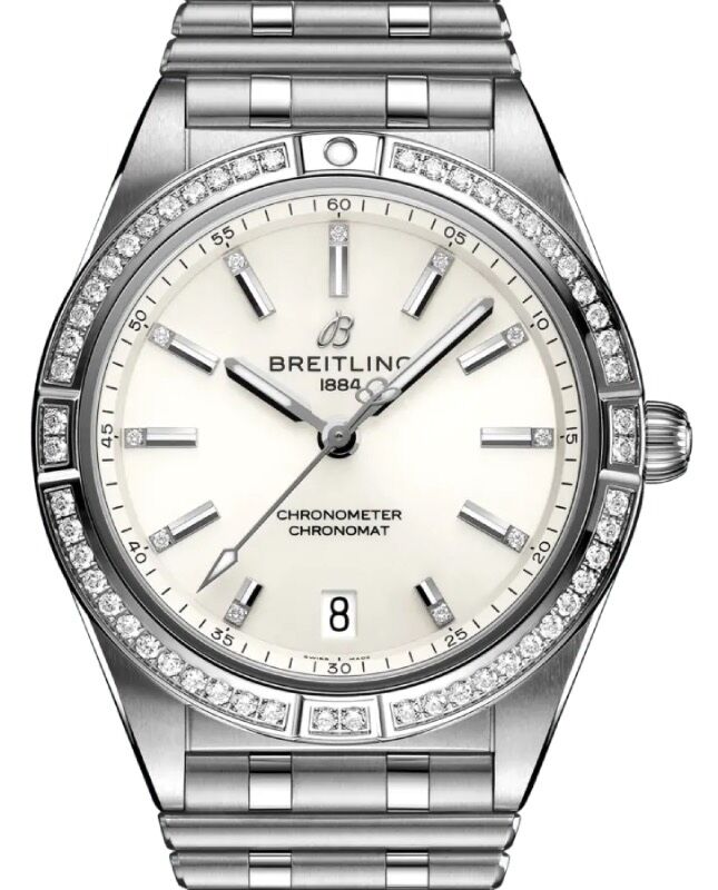Breitling Chronomat Automatic 36 Stainless Steel Diamond Bezel White Dial A10380591A1A1