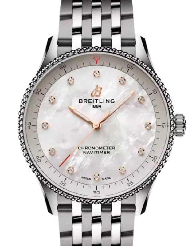 Breitling Navitimer 32 Stainless Steel Mother of Pearl Diamond Dial A77320E61A2A1