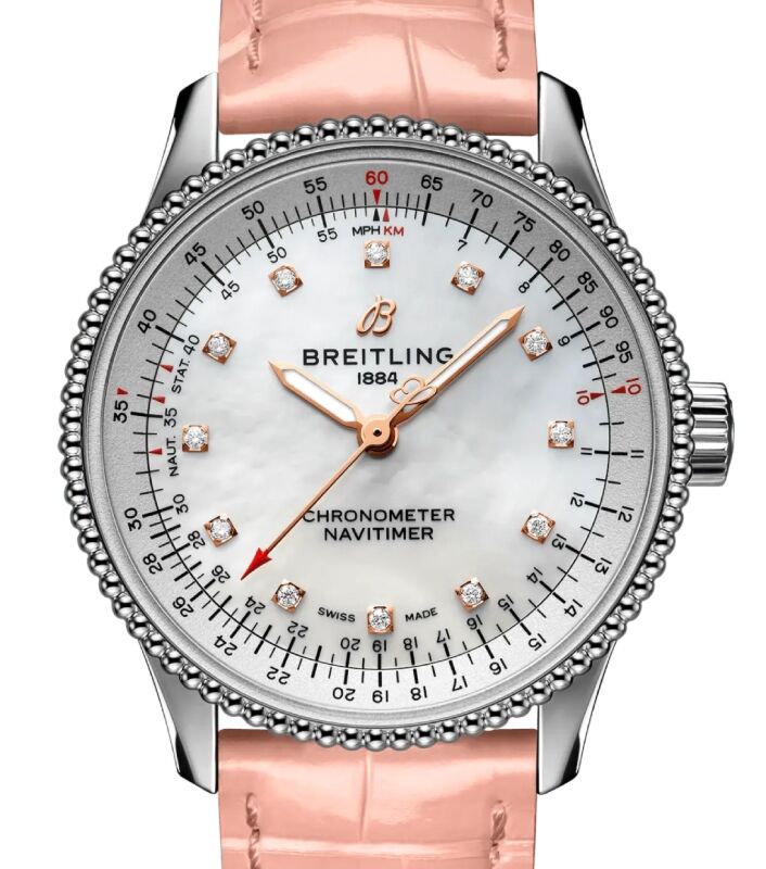 Breitling Navitimer Automatic 35 Stainless Steel Mother of Pearl Diamond Dial A17395211A1P4