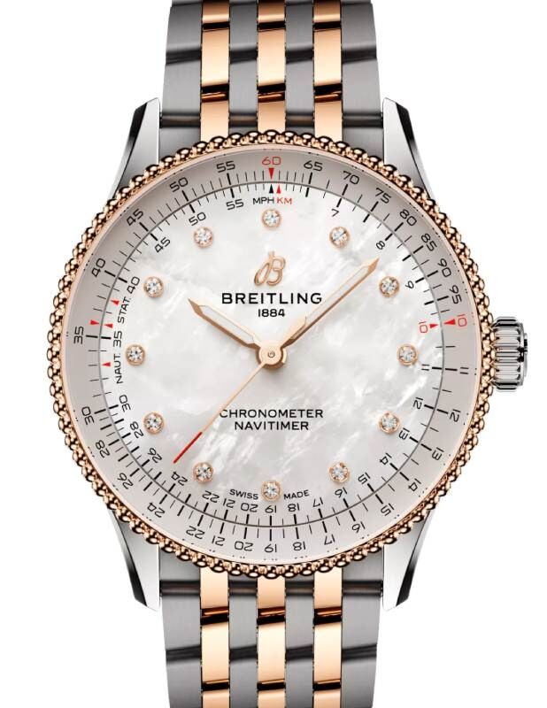 Breitling Navitimer Automatic 36 Steel/Red Gold Mother of Pearl Diamond Dial U17327211A1U1