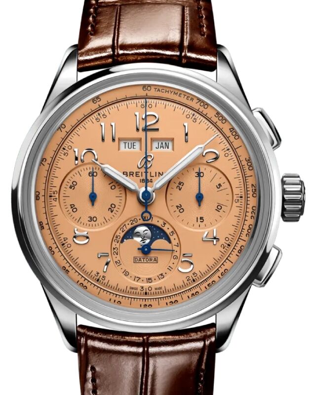 Breitling Premier B25 Datora 42 Stainless Steel Leather Strap AB2510201K1P1