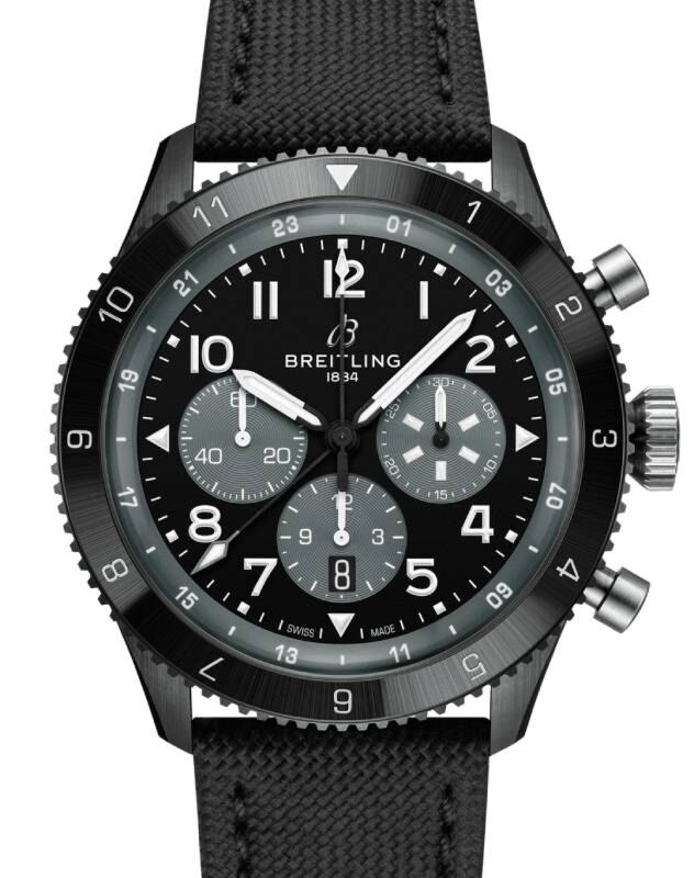 Breitling Super AVI B04 Chronograph GMT 46 Mosquito Night Fighter Ceramic Black Dial SB04451A1B1X1