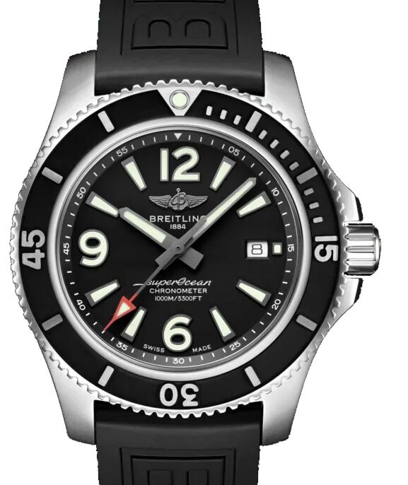 Breitling Superocean Automatic 44 Stainless Steel 44mm Black Dial Rubber Strap A17367D71B1S1 - BRAND NEW
