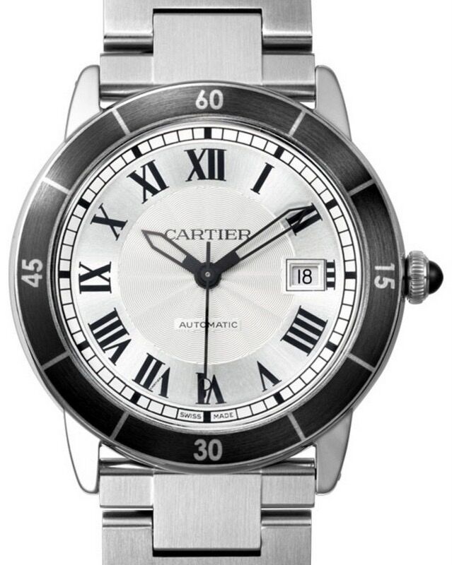 Cartier Ronde Croisi?re De Cartier Watch WSRN0010 Silver Roman Black Synthetic Bezel Stainless Steel - BRAND NEW