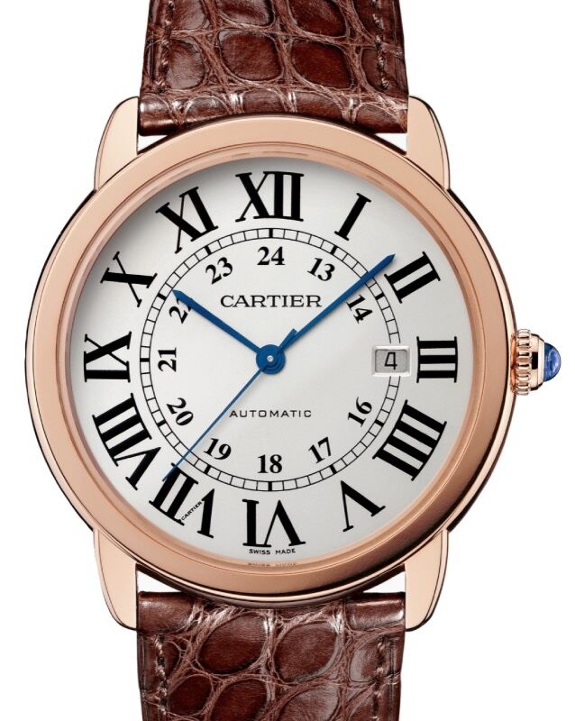 Cartier Ronde Solo de Cartier Men's Watch Automatic Rose Gold 42mm Silver Dial Alligator Leather Strap W6701009 - BRAND NEW