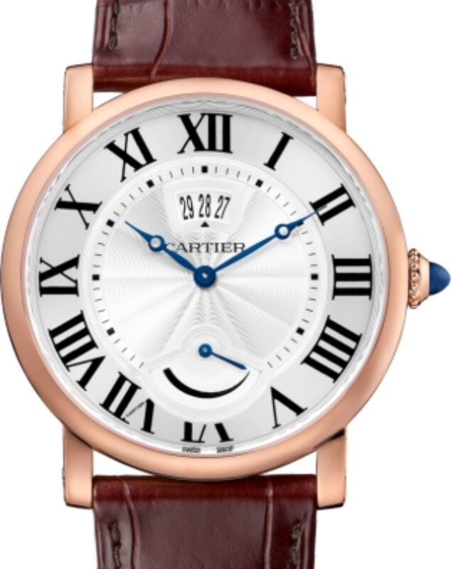 Cartier Rotonde de Cartier Calendar Aperture and Power Reserve Men's Watch Manual Winding Rose Gold 40mm Silver Dial Alligator Leather Strap W1556252 - BRAND NEW