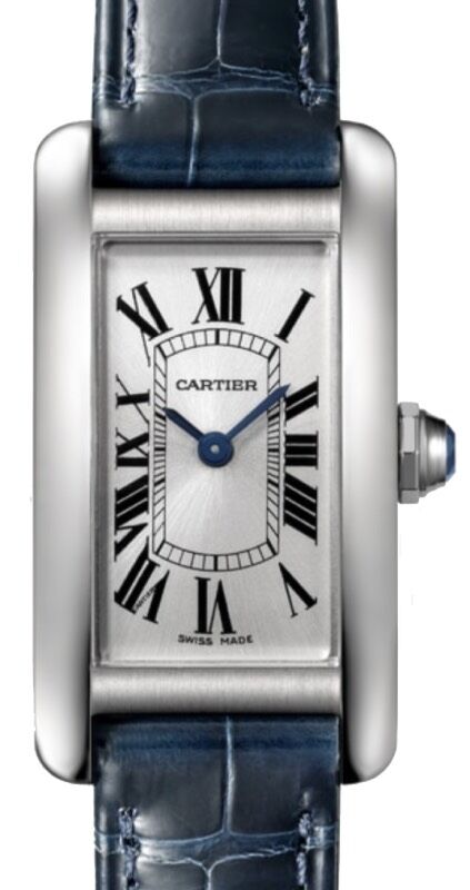Cartier Tank Americaine Women's Watch Small Quartz Stainless Steel Silver Dial Alligator Leather Strap WSTA0016 - BRAND NEW